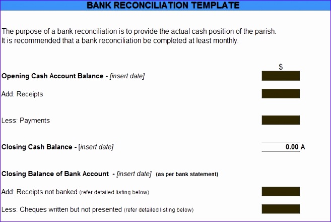 Bank reconciliation Template
