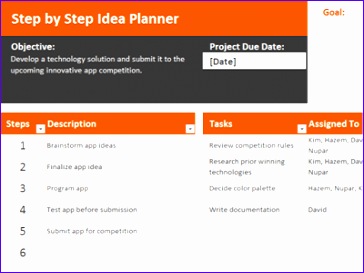 Idea Planner Excel Template 400x297