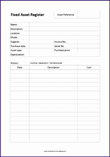 fixed asset register template