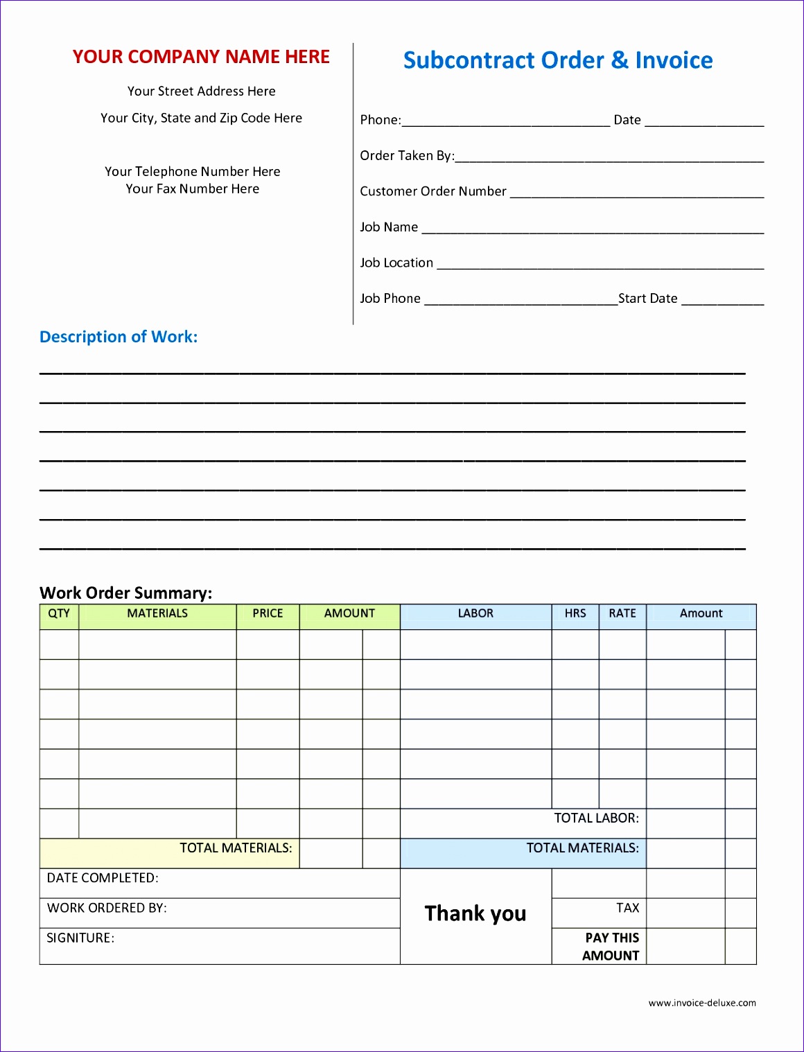 11 best photos of free work order form templates work order form work order invoices