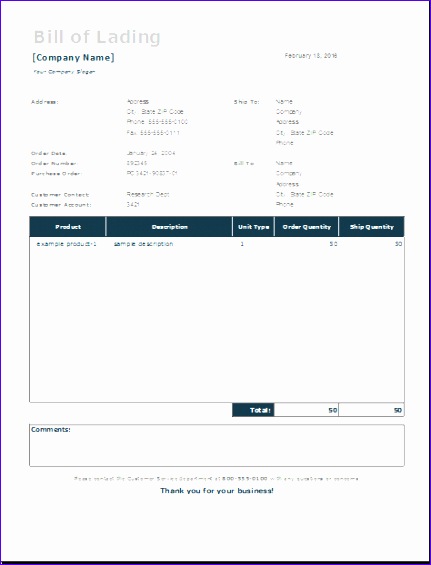 bill of lading