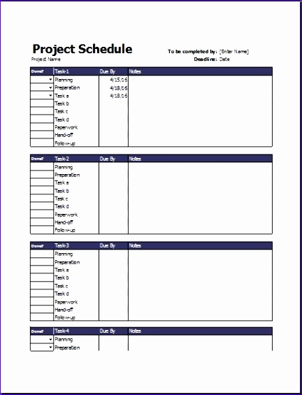 Business Project Schedule