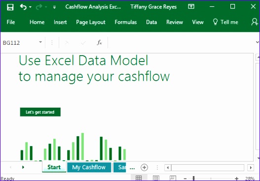 Gets started with easy cash flow analysis template