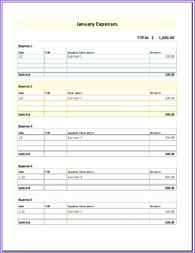 Monthly expense report template