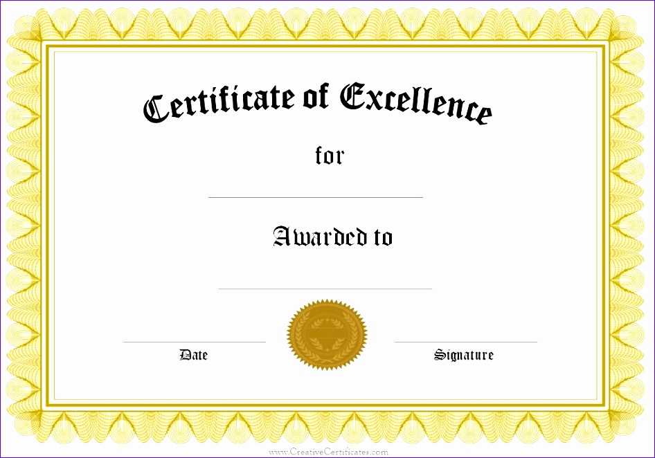 Formal Award Certificate Templates certificate of excellence