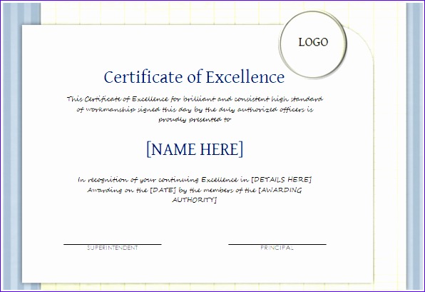 Certificate of Excellence Template for WORD Certificate of excellence 11
