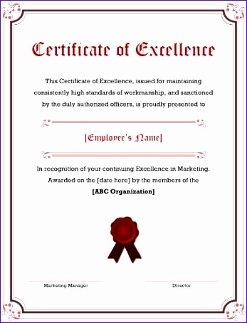 5 Free Printable Certificates of Excellence Templates Employee Excellence Certificate