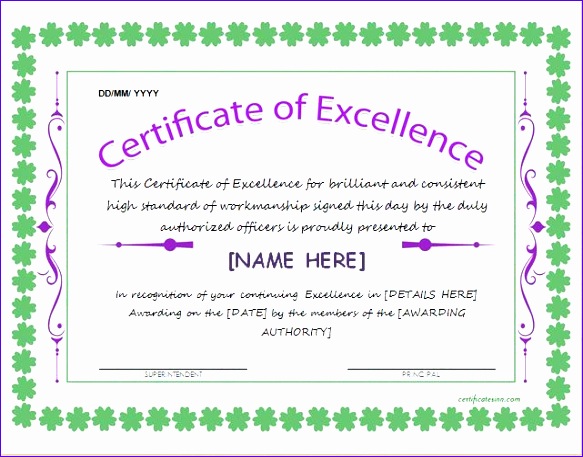Certificate of Excellence Template for MS Word DOWNLOAD at c60c966e19a69fbdc