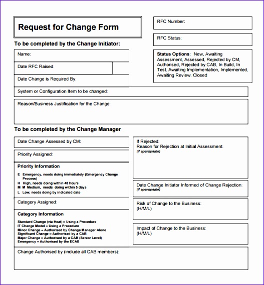 Change Request Template ITIL