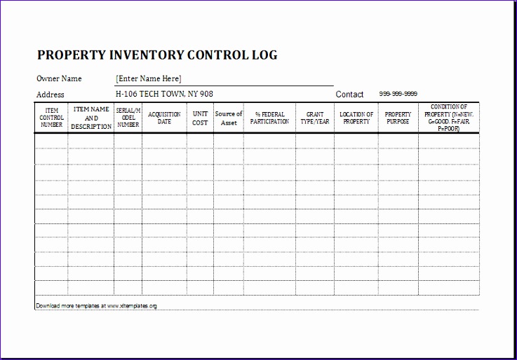 property inventory log