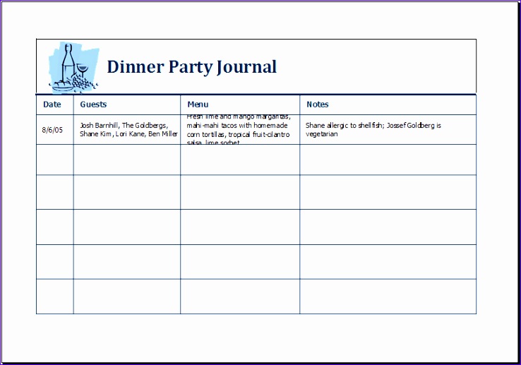 dinner party journal