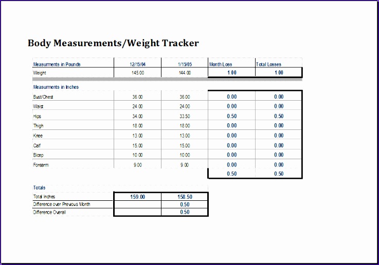 body measurement and weight tracker