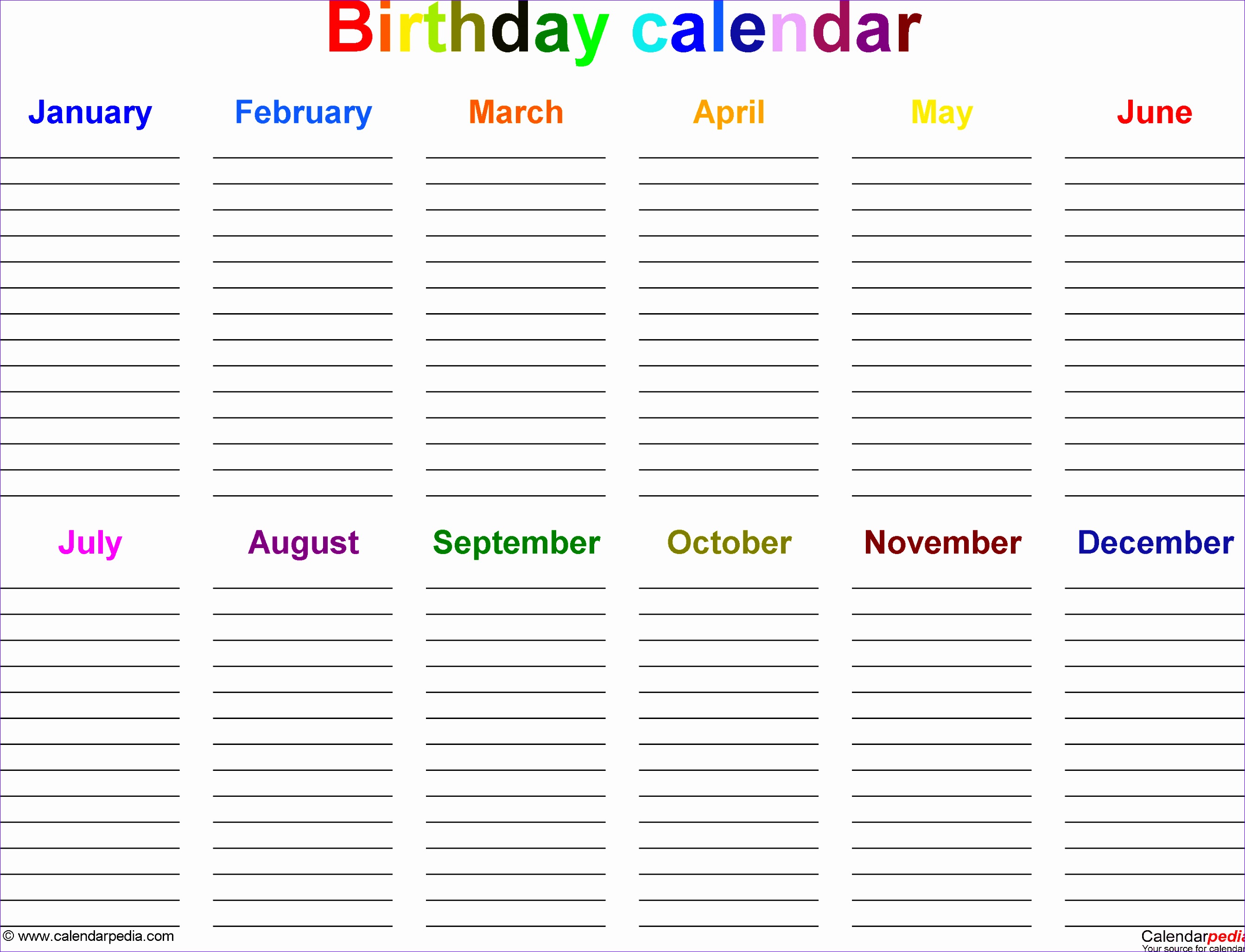 birthday calendar