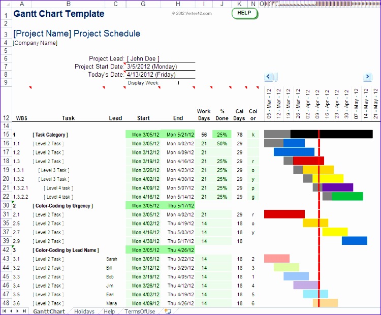 6 Excel 2010 Gantt Chart Template Free Excel Templates