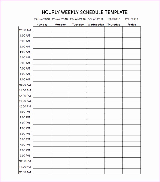 Printable 24 Hour Scheduel Plan Template PDF Download