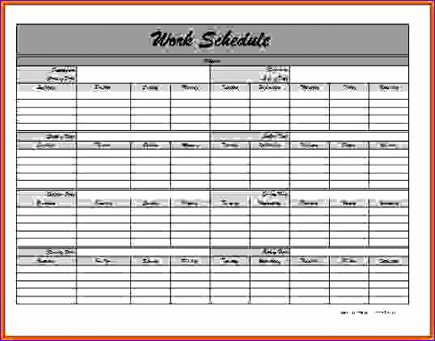 monthly schedule template mws009