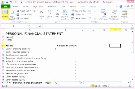 Professionally Designed Finance Statement for Personal Use 580x378