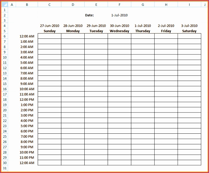 hourly schedule weekly work schedule template excel ta1fyos9