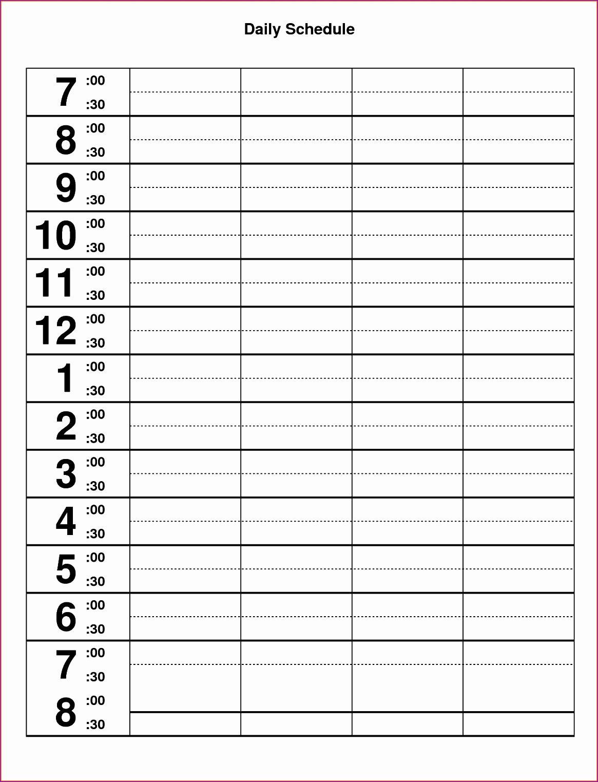 10 daily hourly schedule excel template event planning template 1