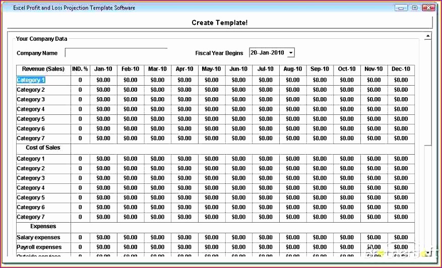 profit and loss template excel excel profit and loss projection template software e