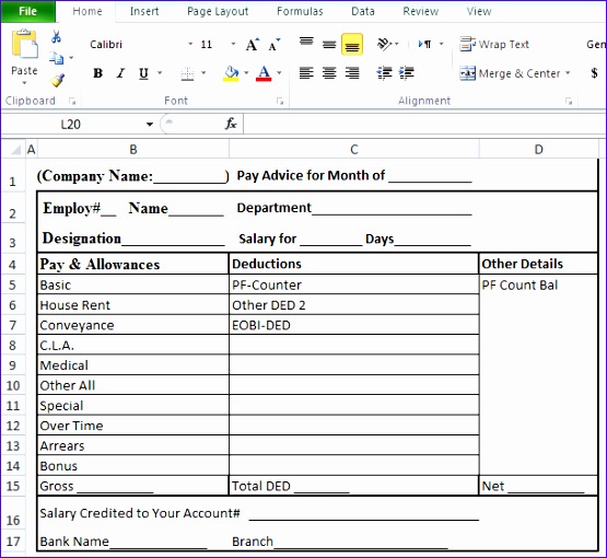 Download Salary Slip Format in Excel Free