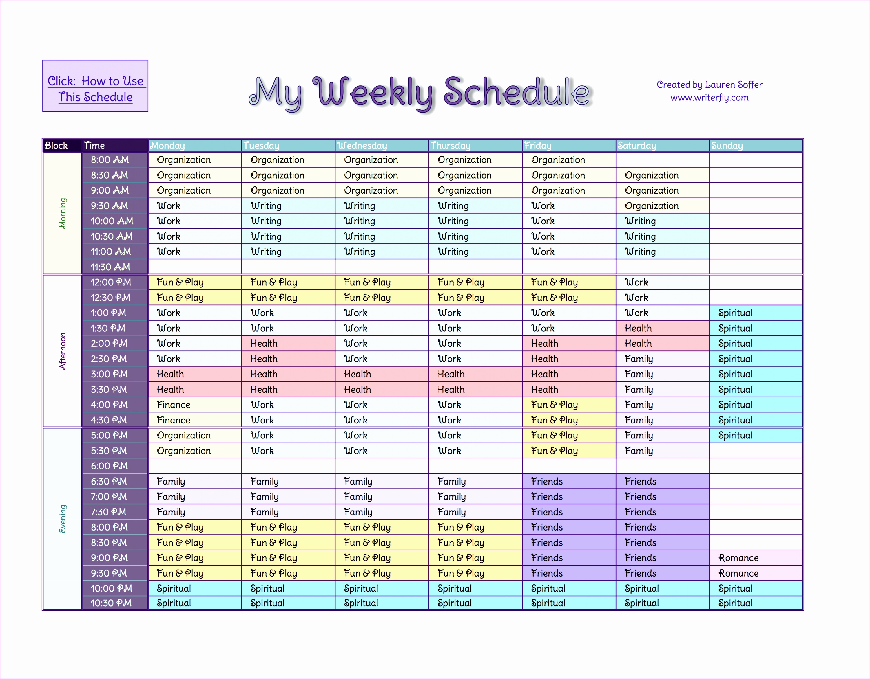 Weekly GTD Schedule Sample Data1