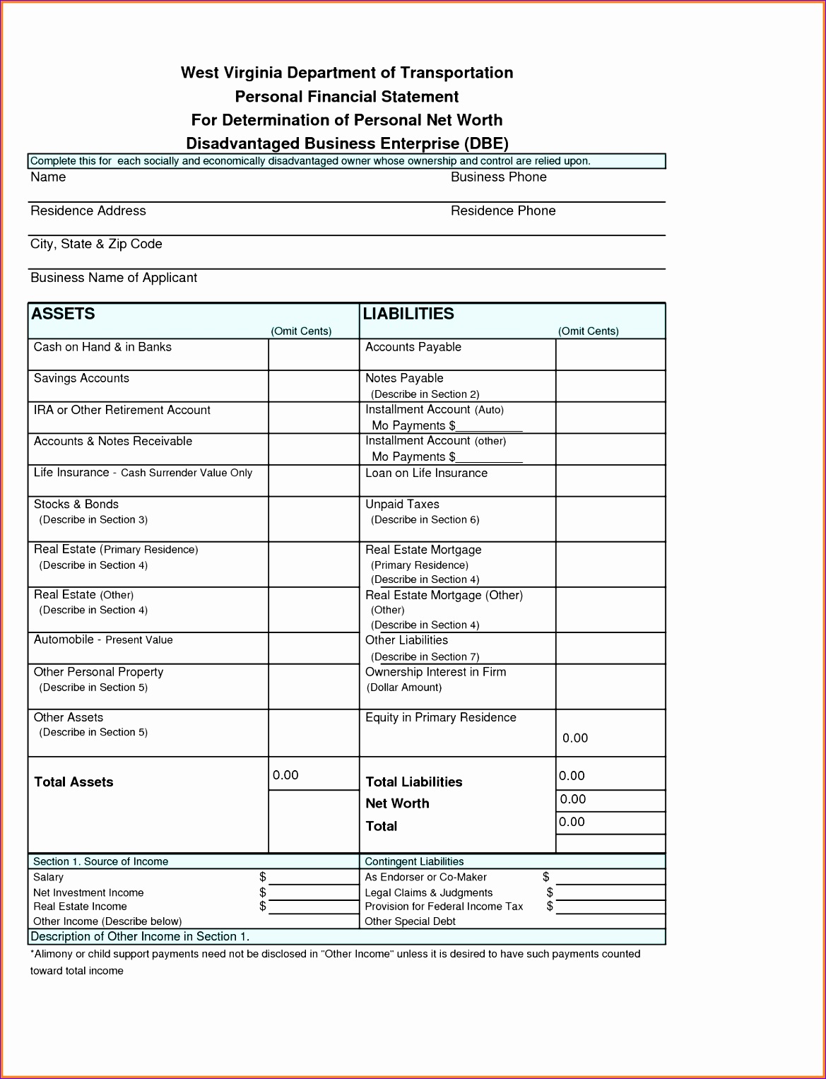 sample personal financial statement personal financial statement template tlgov12u