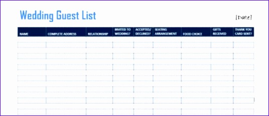 excel wedding guest list template e