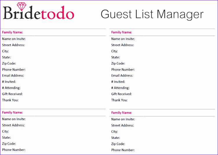 Wedding Guest List Manager Template