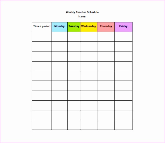 Download Weekly Teacher Schedule Template Word Format