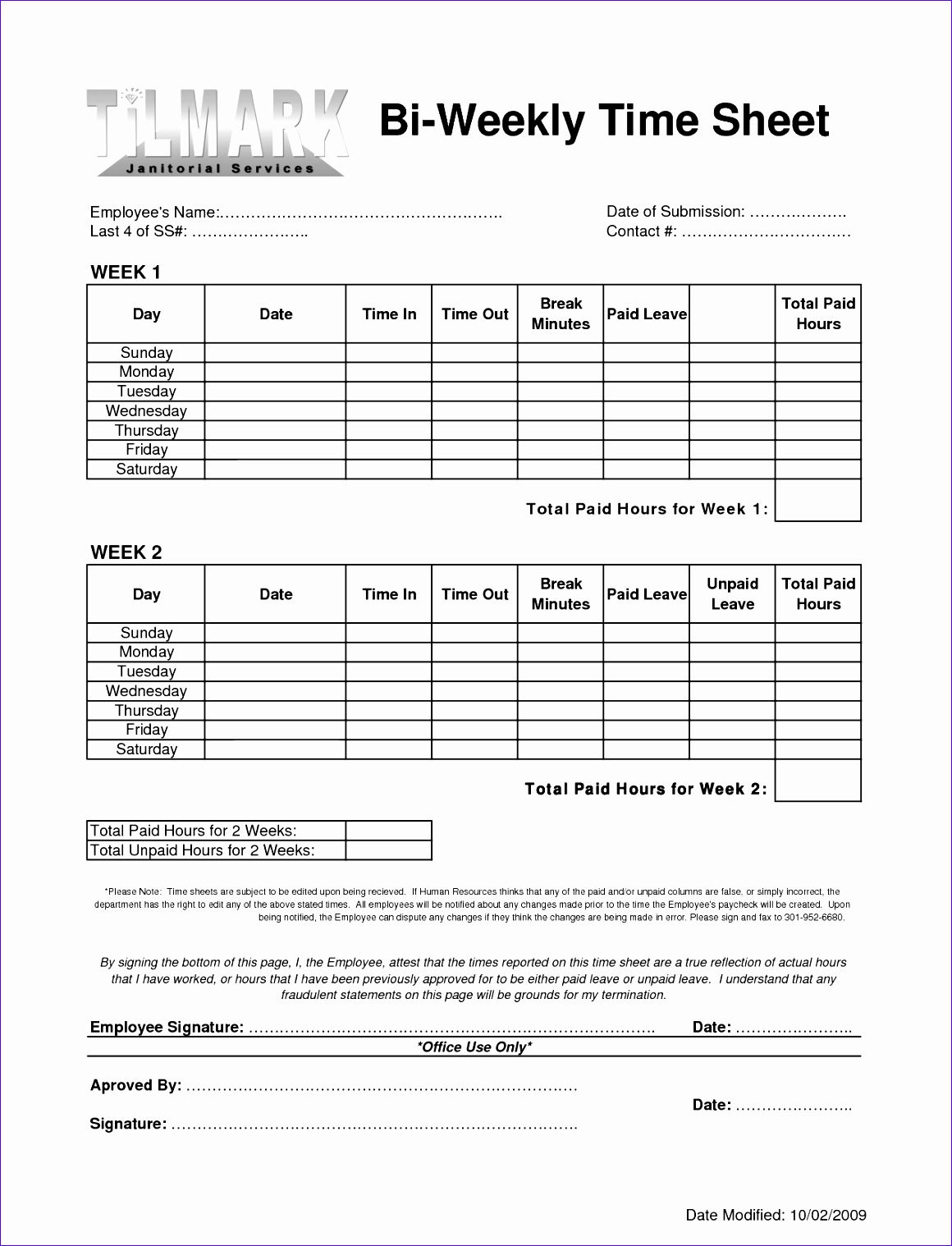 printable weekly time sheets templates