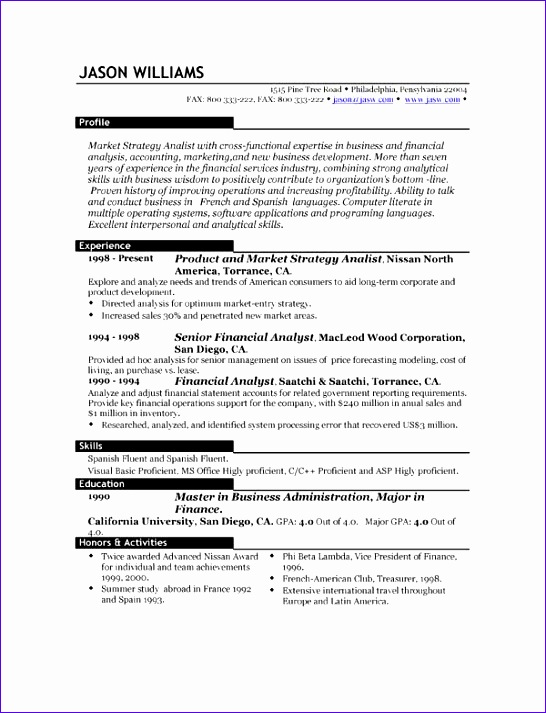 Resume PDF Format Download
