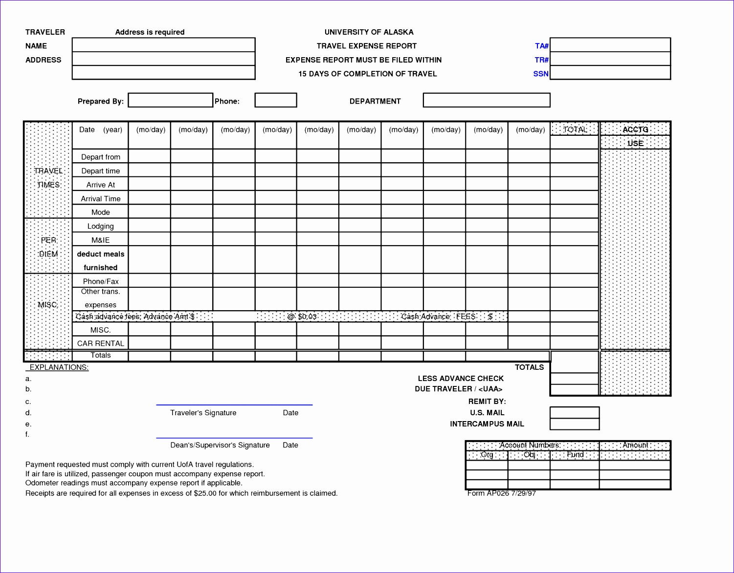 travel expense report form