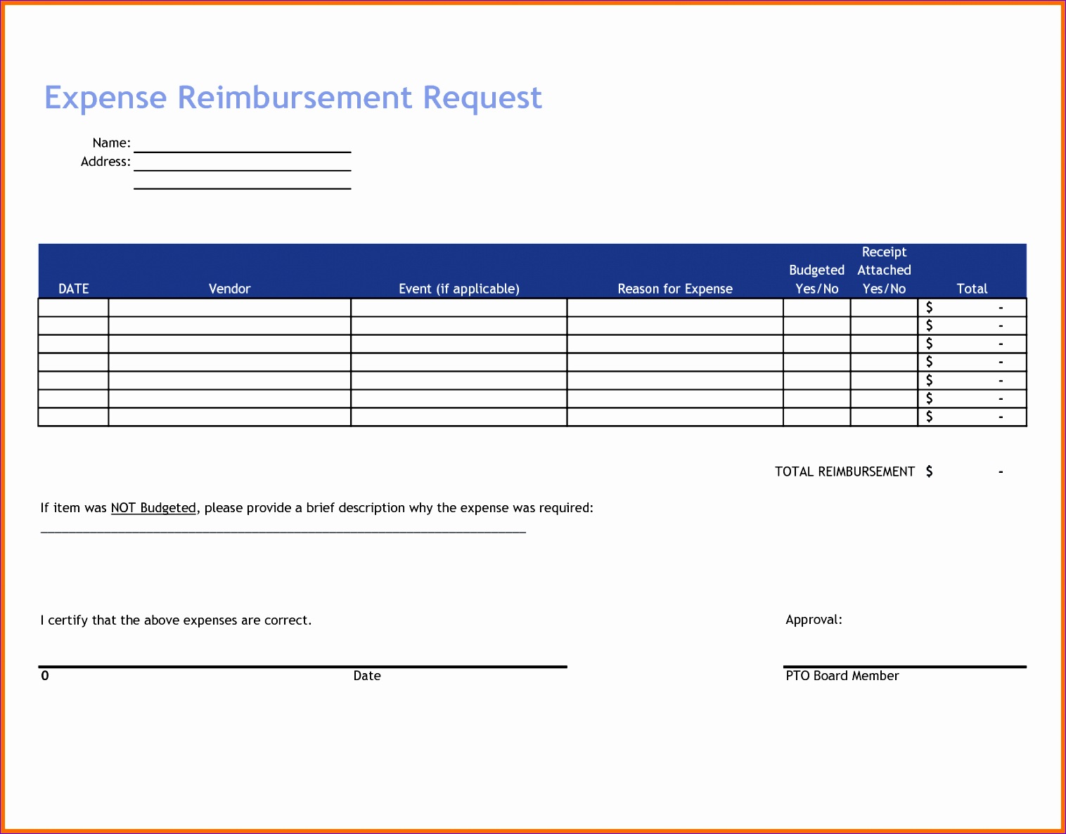 excel expense report template