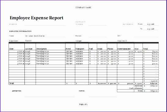 employee expense report 600x400