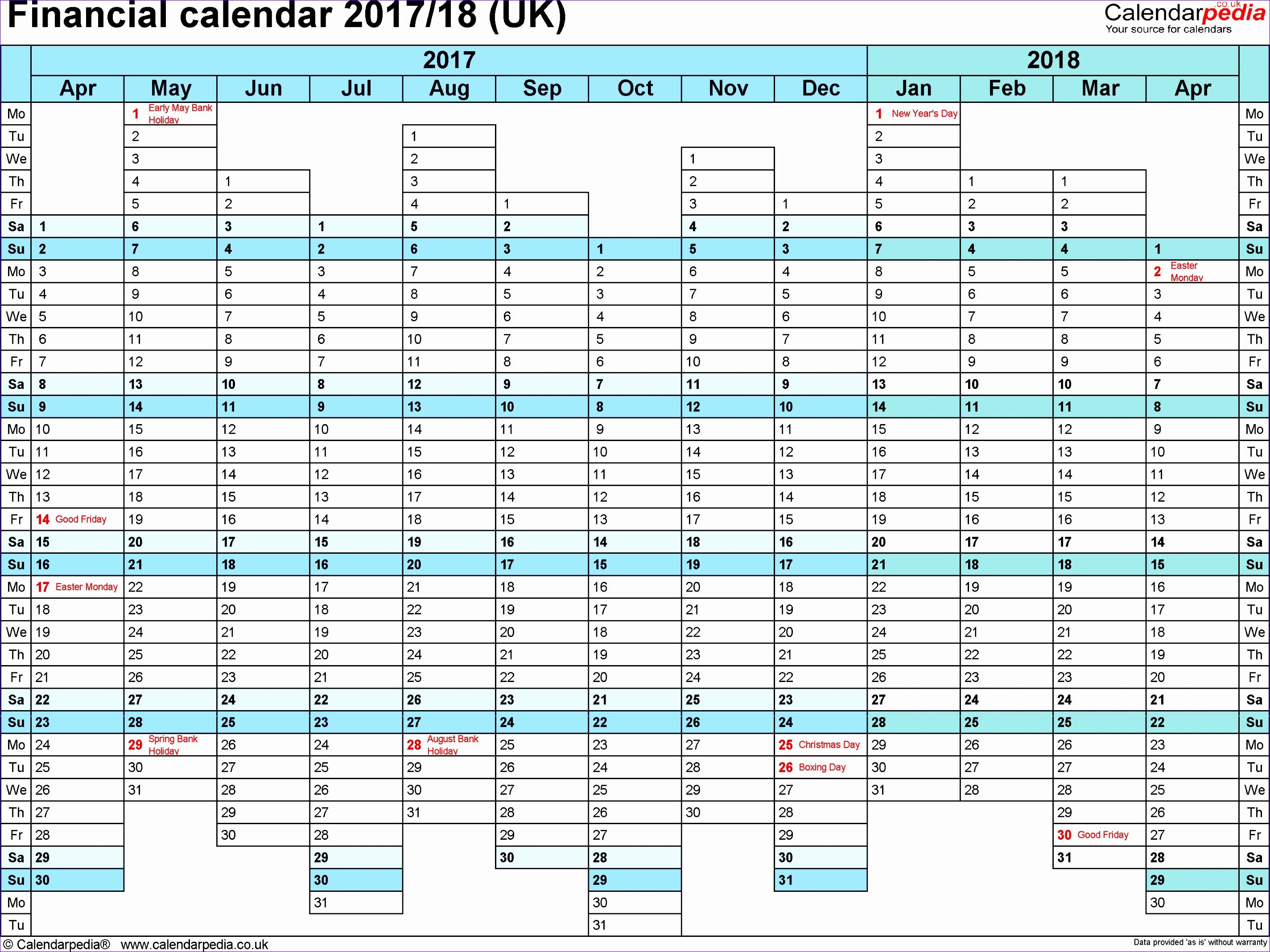 financial calendar 2017 2018