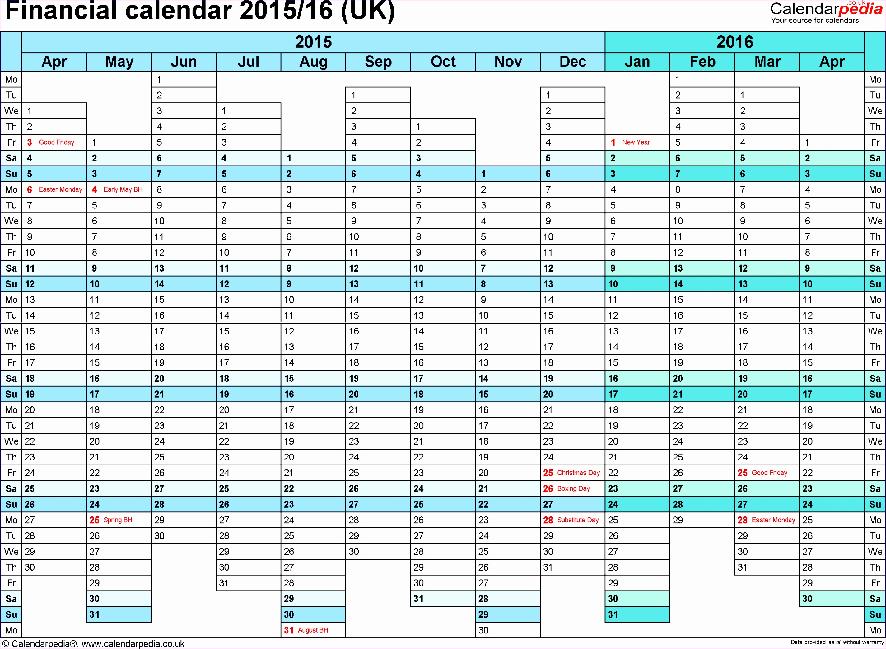 financial calendar 2015 2016
