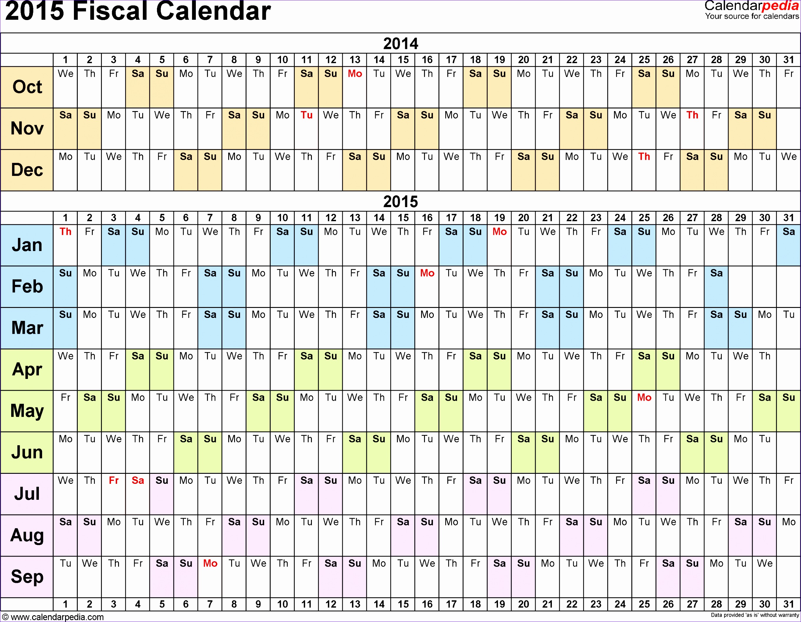 2015 fiscal calendar