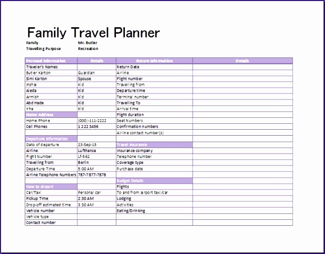 Family travel planner