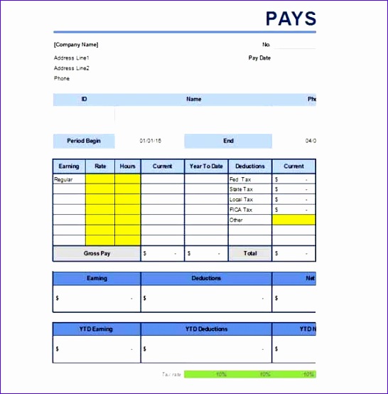 Free Editable Excel Pay Stub Template