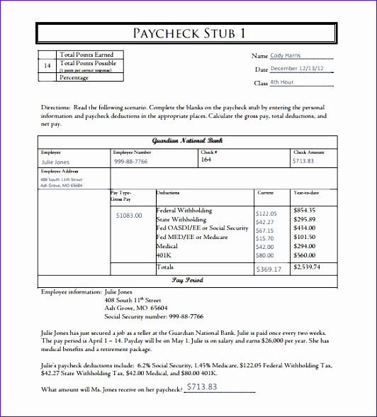 Editable Free Pay Check Stub Template PDF Format