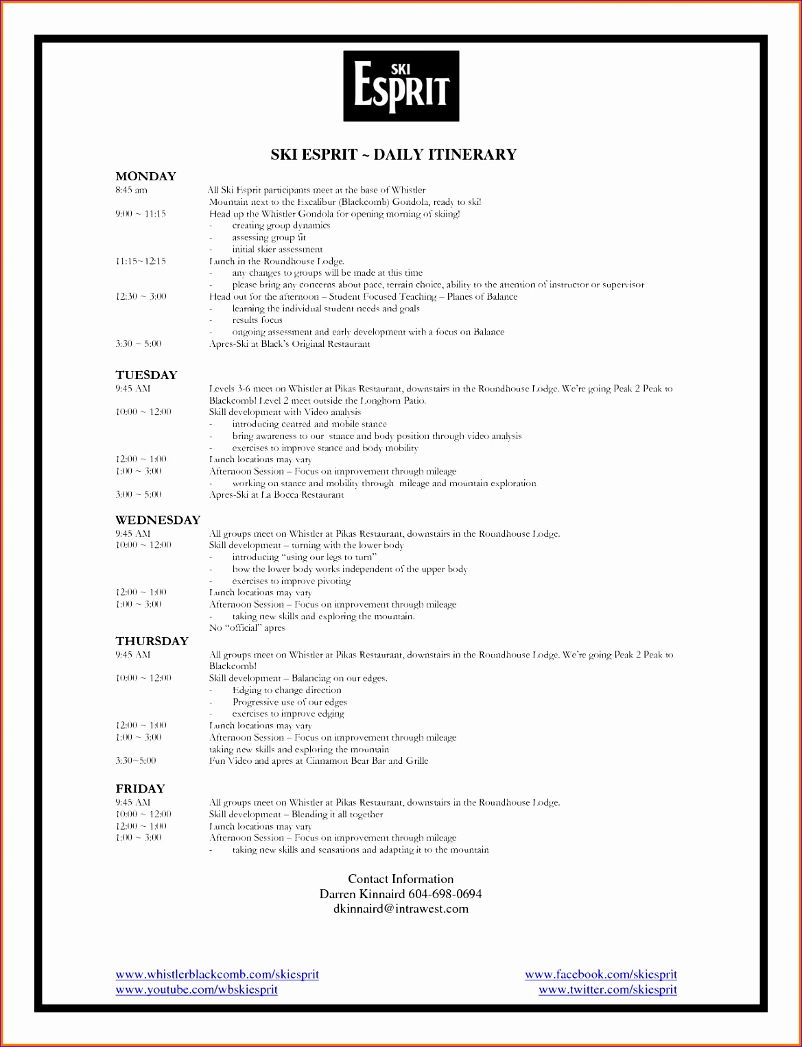 formal itinerary template
