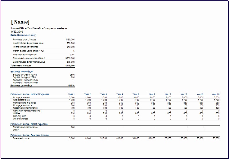 home office tax benefits parison sheet1