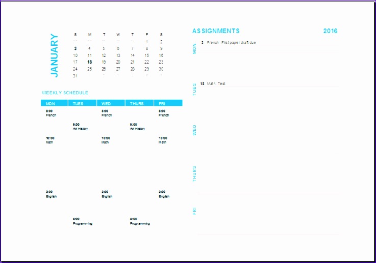 weekly task planning calendar