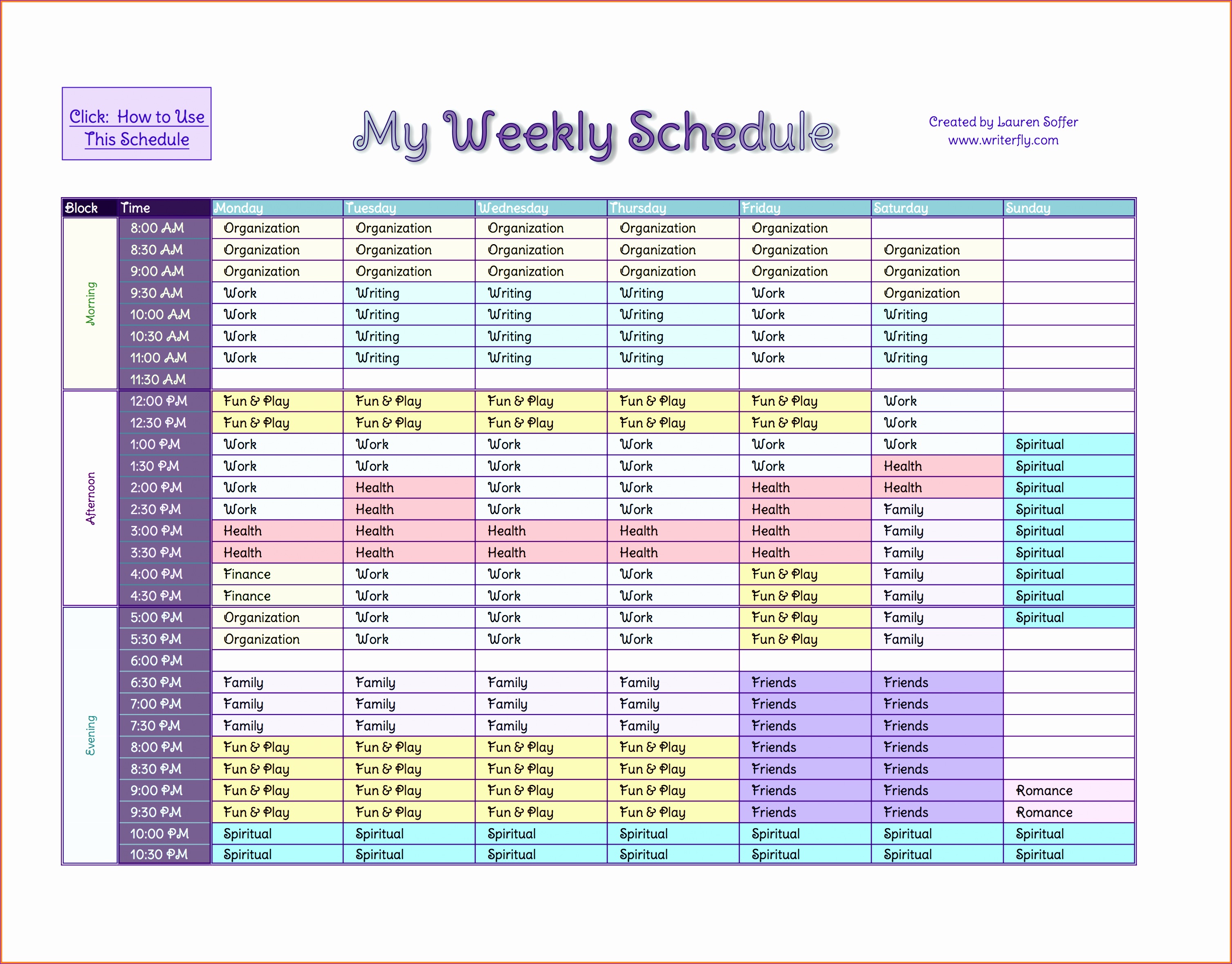 excel weekly schedule template weekly gtd schedule sample data1