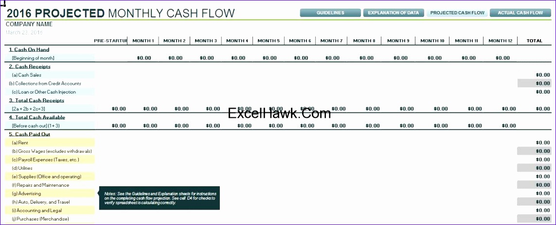 Cash Flow Statement Template