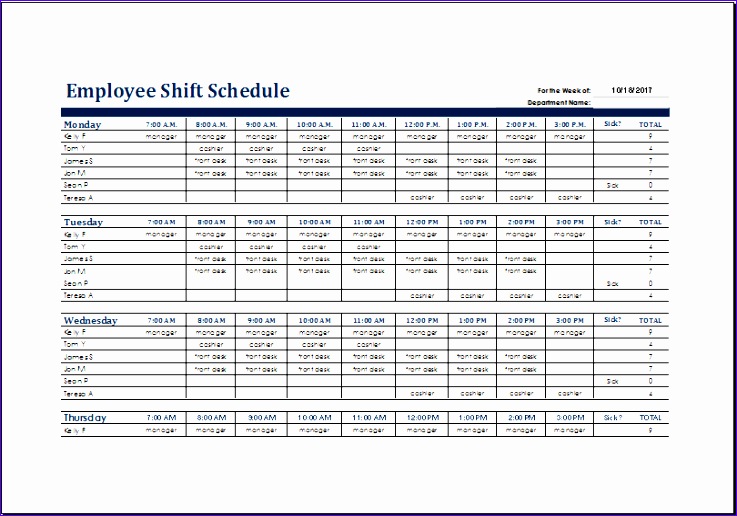 employee shift schedule