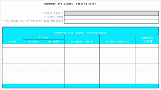 ments and Issues Tracking Sheet Excel Format Download