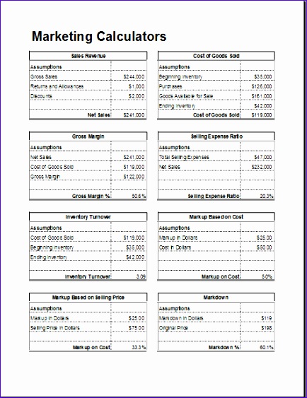 Marketing calculators