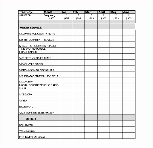 Free Download Media Schedule Template Excel Format